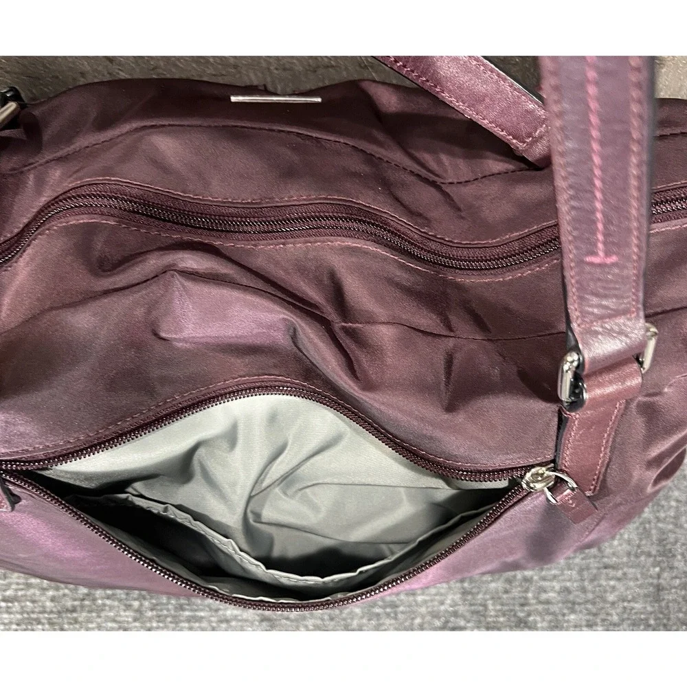 TUMI Travel Tote Luggage Handbag Duffel Nylon Overnight Bag Weekender Plum
